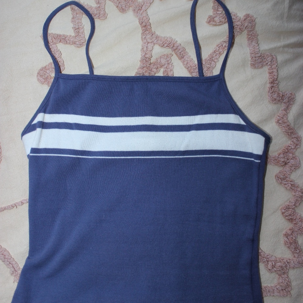 Garage small cropped blue and white striped tank